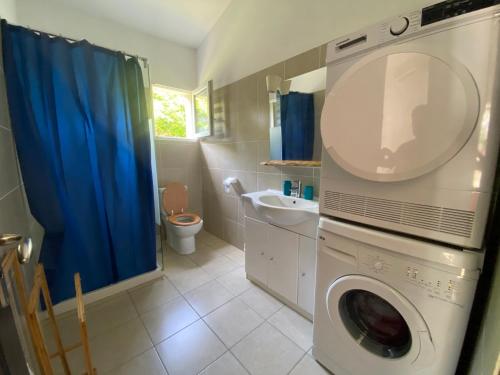维琪奥港chez Béatrice的一间带洗衣机和水槽的浴室