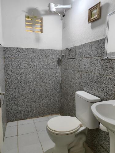 皮帕Pousada Carambola的一间带卫生间和水槽的浴室