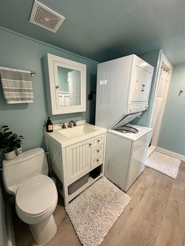 圣彼得堡Palm Paradise Retreat的浴室配有白色卫生间和盥洗盆。
