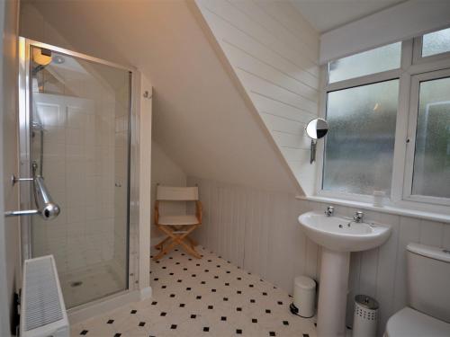 布里克瑟姆3 bed property in Brixham 56862的带淋浴和盥洗盆的浴室