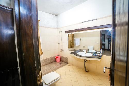 白沙瓦Shelton House Peshawar的一间带水槽和卫生间的浴室