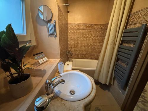 弗隆塔多斯Irene's Mansion的浴室配有白色水槽和淋浴。