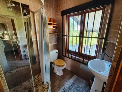 理查兹湾Die Oog的浴室配有卫生间、淋浴和盥洗盆。