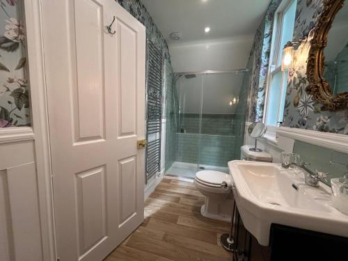 巴克斯顿Ashleigh Buxton的浴室配有卫生间、盥洗盆和淋浴。