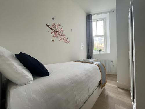 科克Cork city En-suite Single room的卧室配有一张大白色床和窗户