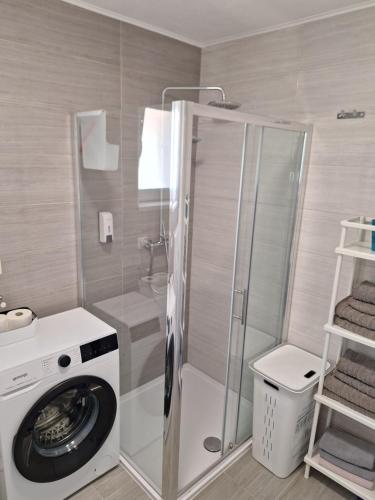赫瓦尔Mimi的一间带洗衣机和淋浴的浴室