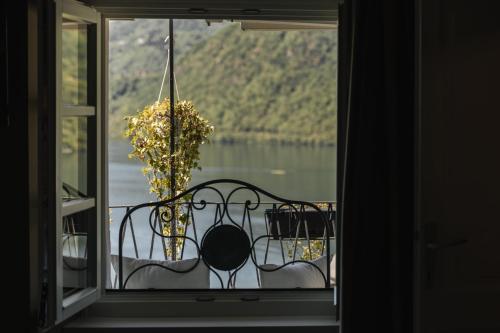 贝特纳斯科Villa Antica Colonia - Lake Orta - Suite Apartments Adults Only - SPA & Wellness的享有水体景致的窗户