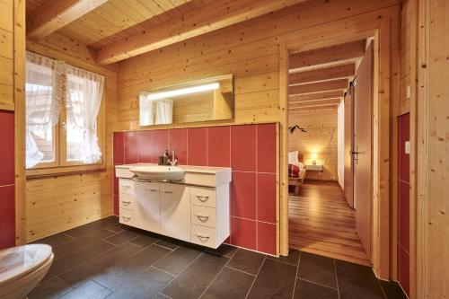 劳特布龙嫩Chalet Lauterbrunnen的一间带水槽和卫生间的浴室