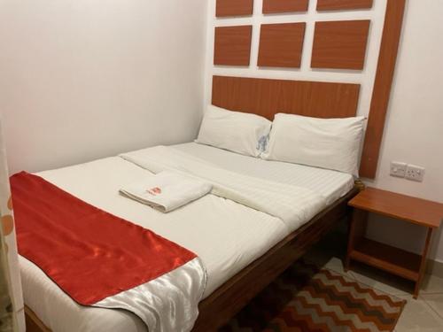 MauaSanrod Hotel Maua的一张床上的床上,上面有红毯