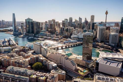悉尼达令港诺富特悉尼酒店的城市空中景观和建筑