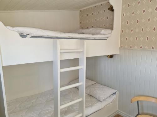 南雪平Korskullens Stugor的配有梯子的小客房内的双层床