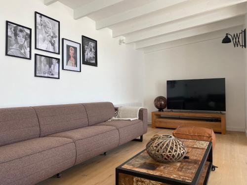 洛默尔Vakantiehuis Zand7的带沙发和平面电视的客厅
