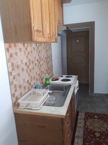 比耶利纳Apartman Break 2的厨房配有水槽和炉灶