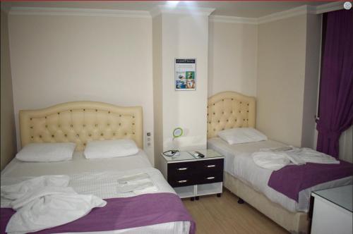 伊斯坦布尔坤贝特酒店的两张睡床彼此相邻,位于一个房间里