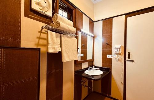 DenkanikottaiHoliday Valley Hotels And Resorts的一间带水槽和镜子的小浴室