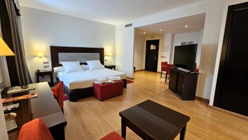 巴达霍斯博维达斯酒店的酒店客房设有床和客厅。