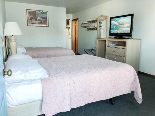 威斯康星戴尔星光汽车旅馆的酒店客房设有两张床和一台平面电视。