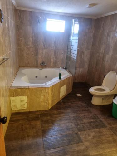 洛斯安第斯Casa san rafael 2 pisos的带浴缸和卫生间的浴室。