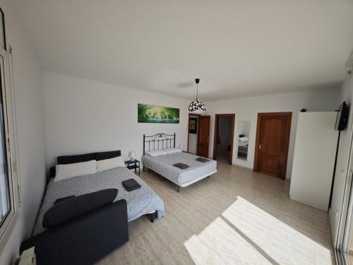 罗列特海岸Villa Fradera的客厅配有床和沙发