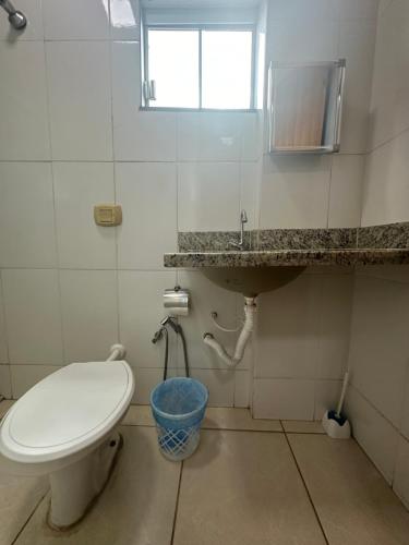 戈亚尼亚AP inteiro com ar condicionado的一间带卫生间和水槽的浴室