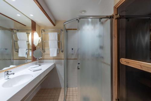 鲁卡斯堪的克卢卡霍维旅馆的一间带水槽和淋浴的浴室