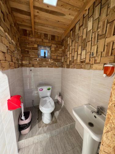 博孔巴耶沃Bosogo Yurt camp的一间带卫生间和水槽的浴室