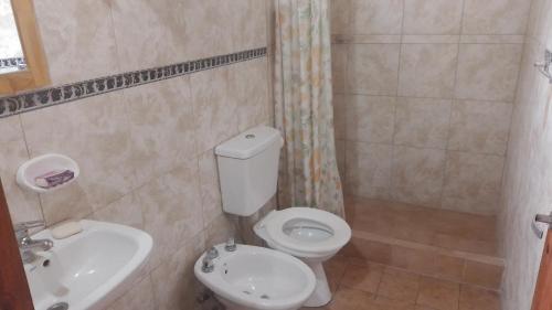 耶尔瓦布埃纳Rincón Colombiano的一间带卫生间和水槽的浴室