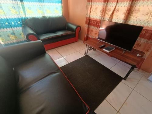 HofoaKapeta Cabin的带沙发和平面电视的客厅