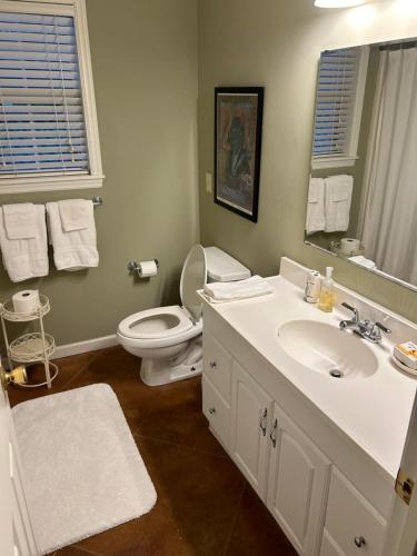 克拉克斯代尔Pool House的浴室配有白色水槽和卫生间。