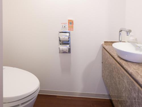 札幌Vessel Inn Sapporo Nakajima Park的浴室配有白色卫生间和盥洗盆。