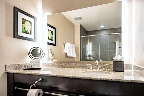 布赖恩布赖恩学院站贝斯特韦斯特精品酒店的一间带水槽和大镜子的浴室
