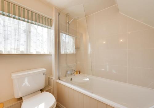 拉文纳姆Lady Cottage的浴室配有卫生间、浴缸和水槽。