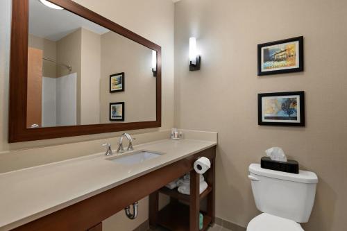 洪美尔斯镇赫梅尔斯敦康福特套房酒店的一间带水槽、卫生间和镜子的浴室
