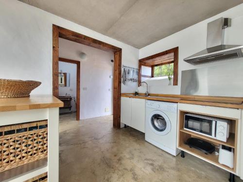 蓬塔戈尔达Auténtica Casa Rústica Canaria的厨房配有洗衣机和洗衣机。