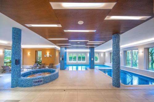维谢格拉德皇家俱乐部酒店的酒店大堂的游泳池,设有游泳池