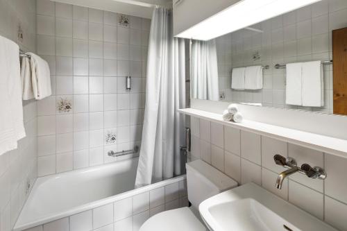 塞利斯贝格贝尔维尤酒店及自然别墅的带浴缸、盥洗盆和卫生间的浴室
