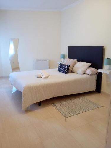 维拉加尔西亚·德·阿劳萨Apartamento Sobradelo的一间卧室配有一张大床和枕头