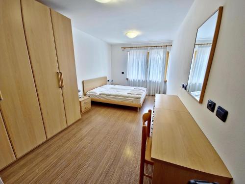 卡纳泽伊Alpe Di Gries Sella Ronda Dolomiti的客房设有带一张床和一张书桌的卧室。