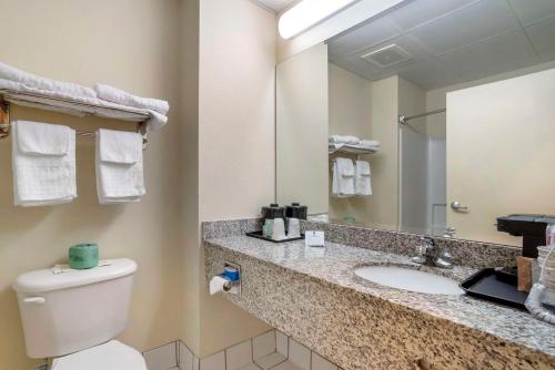 米尔堡贝斯特韦斯特卡罗温兹酒店的一间带卫生间、水槽和镜子的浴室