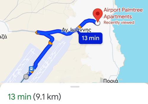 阿特米达Airport Palmtree Apartments - 15min from Airport的机场方差近似半径的地图