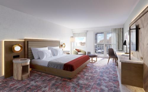 斯普林代尔Hotel De Novo Springdale, Tapestry Collection by Hilton的酒店客房设有床和客厅。