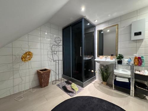 波鸿LUXURY HOME的一间带水槽和镜子的浴室