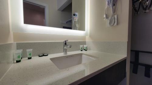 旧金山Presidio Parkway Inn的一间带水槽和镜子的浴室