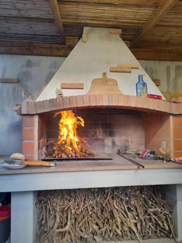 NurachiAppartamento Joanna的烤炉内火的比萨饼