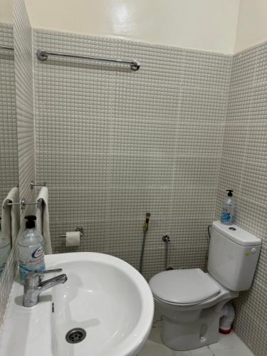 OuaouizeltMakhfamane Land的浴室配有白色水槽和卫生间。
