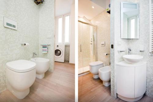 米兰设计公寓 - 米兰市中心 - 大教堂的浴室设有卫生间和水槽,两幅图片