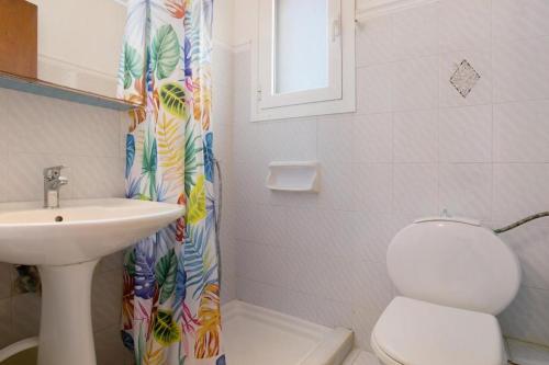 瓦西里科斯阿瑞提奥佛阿斯一室公寓的浴室配有水槽、卫生间和浴帘