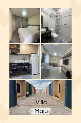 阿拉沙Vila Maju espaço home office, garagem, próx.. UniAraxá, Fácil acesso的一幅房间四幅图片的拼图