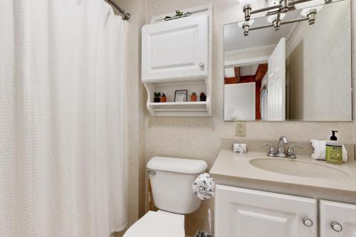 纽里Riverbend的浴室配有白色卫生间和盥洗盆。