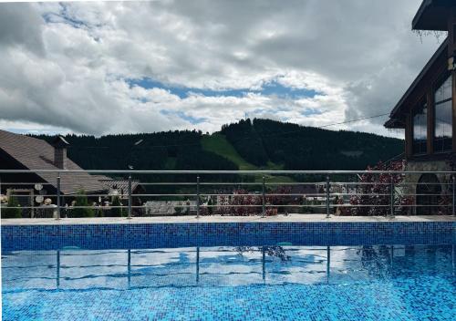 布克维Didukh Eco Hotel&Spa的山景游泳池
